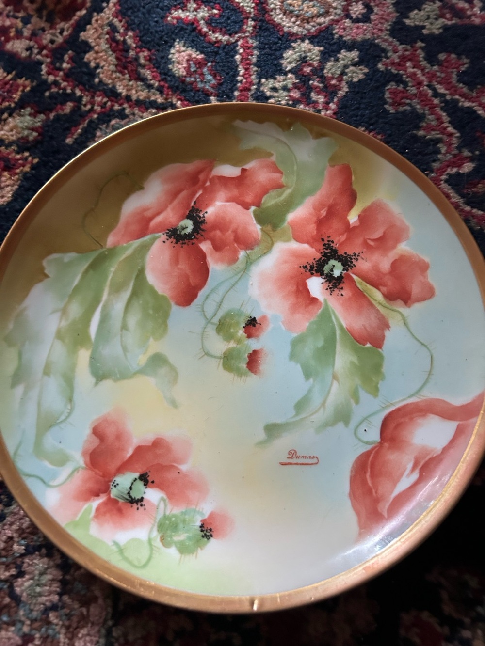 Old Abbey Limoges porcelain collector plate, signed on front